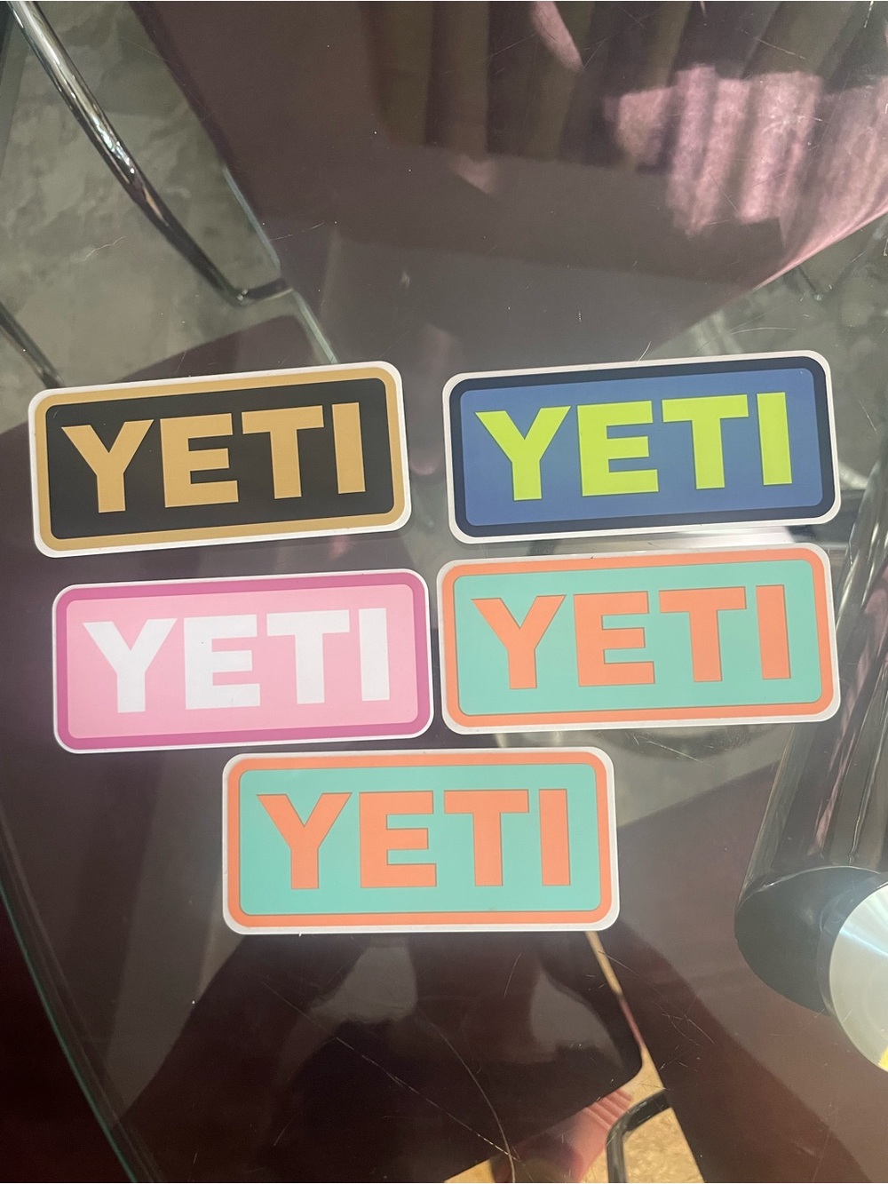 Yeti Assorted Color Logo Sticker Set — Pink, Blue, Black, Teal, Coral (Group 1)